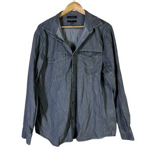 Banana Republic Slim Fit Denim Chambray Button Down Shirt Sz XL Gray 100% Cotton